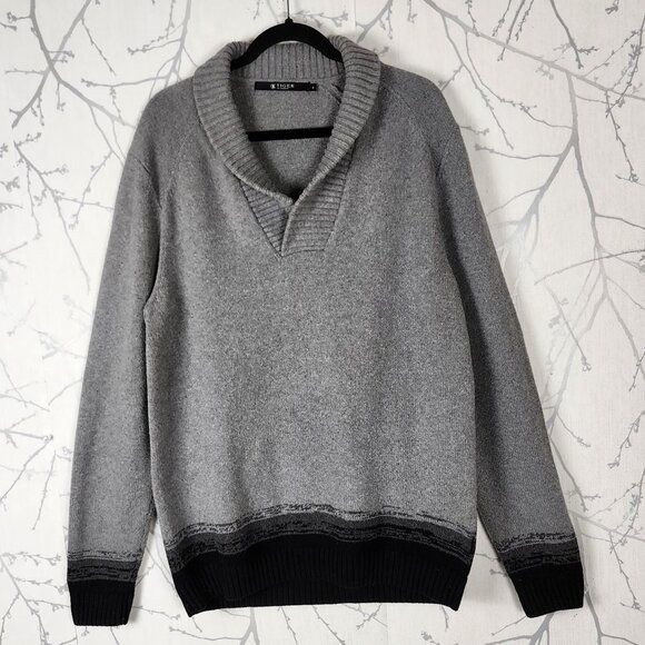 Tiger of Sweden Other - Tiger Of Sweden Gray Cotton Wool Blend Knit Shawl Collar Sweater